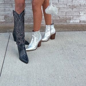 Asos Faux Croc Sliver Ankle Booties